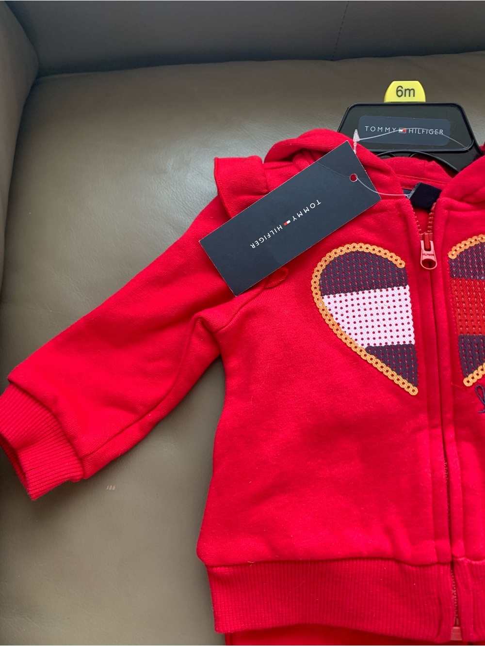 Tommy Hilfiger Red Sequin Heart Baby Hoodie & Pants Set - Picture 16 of 17